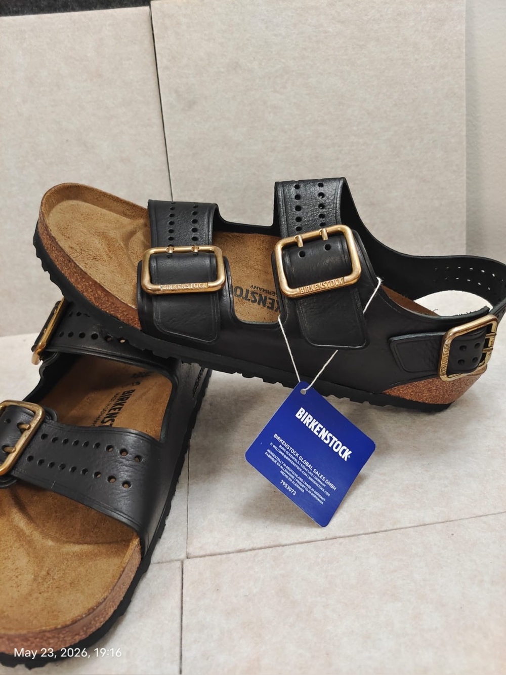 NWOB Birkenstock Milano Bold Buckle Sandal Black Leather Men’s size 46 US 13